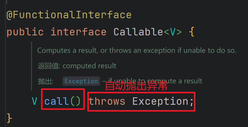 第三种方式:实现Callable接口(实现call方法)