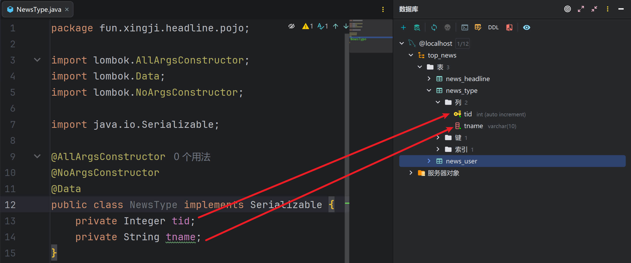 准备实体类和VO对象